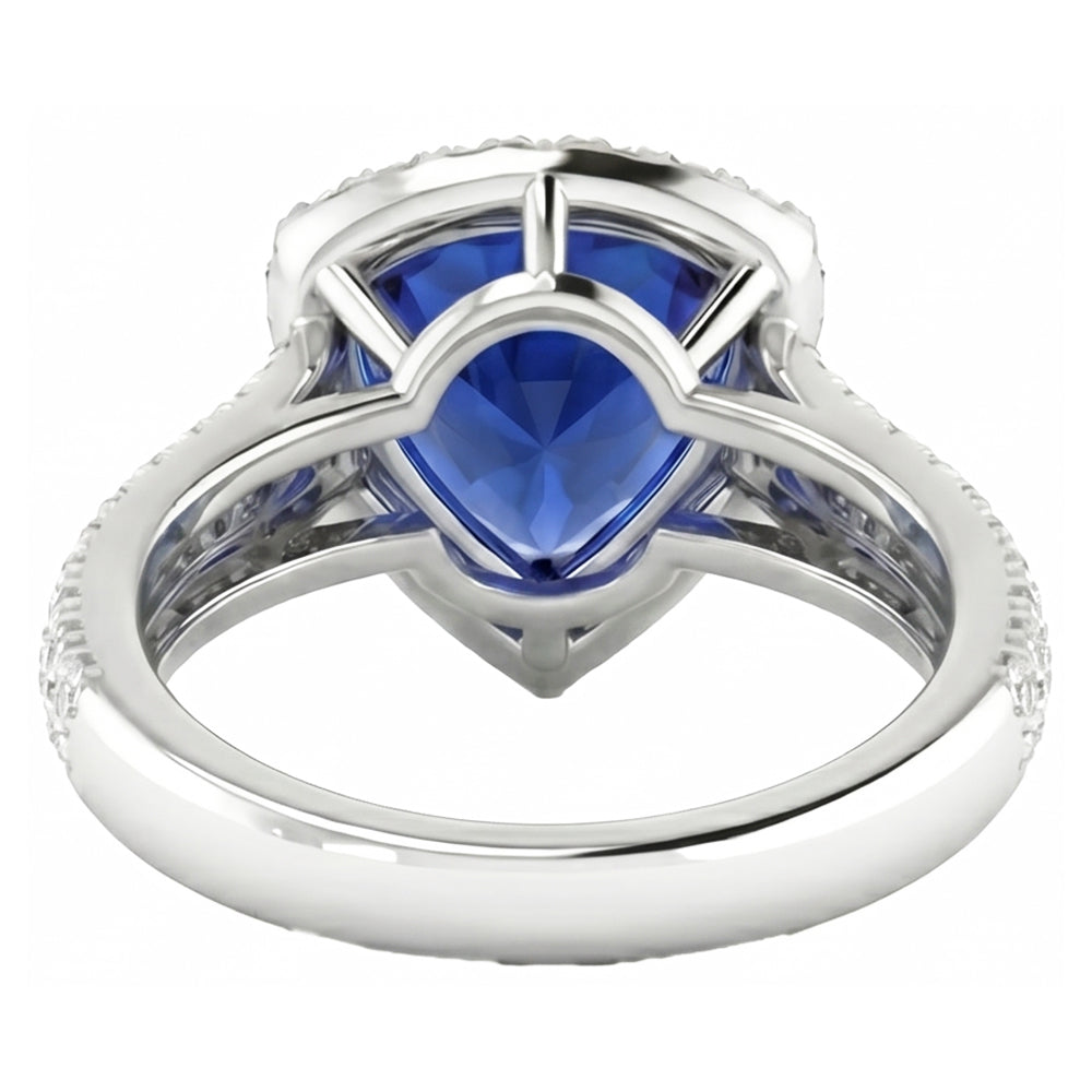 Halo Trillion Anello con zaffiro dello Sri Lanka 3 carati con diamanti in oro gioielli