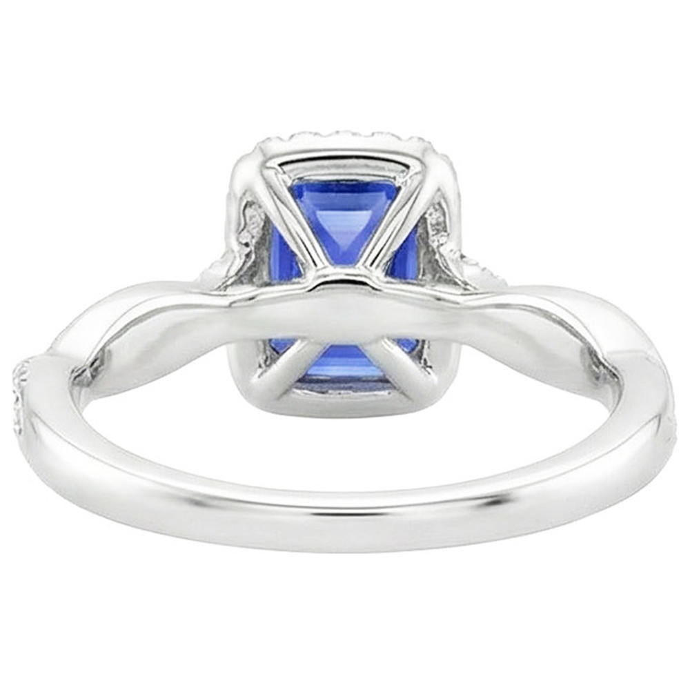 Halo Twist Ring Style Smeraldo Ceylon Zaffiro e Diamanti 4.25 Carati