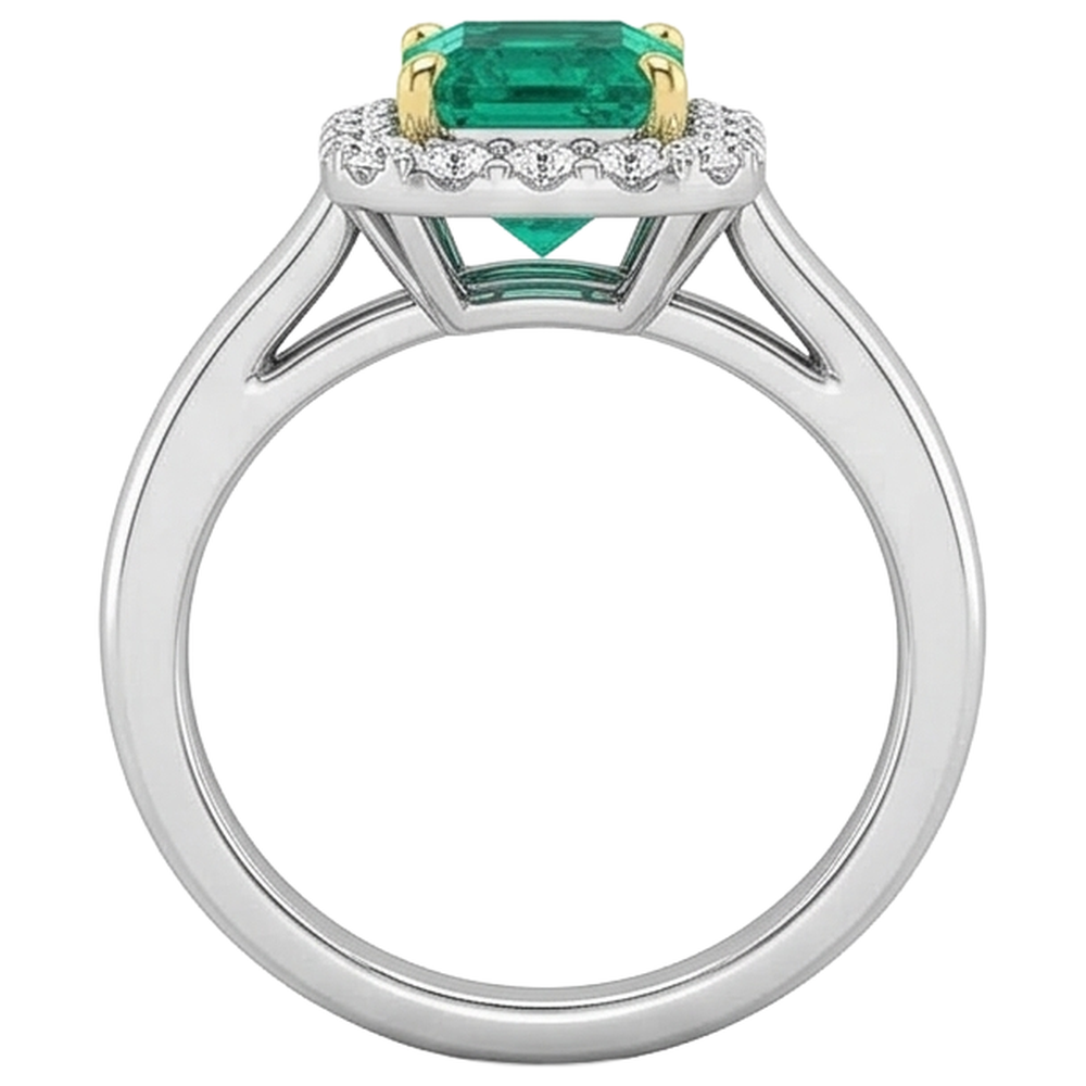 Anello di Fidanzamento Oro Due Toni 14K con Smeraldo – vista dall'alto