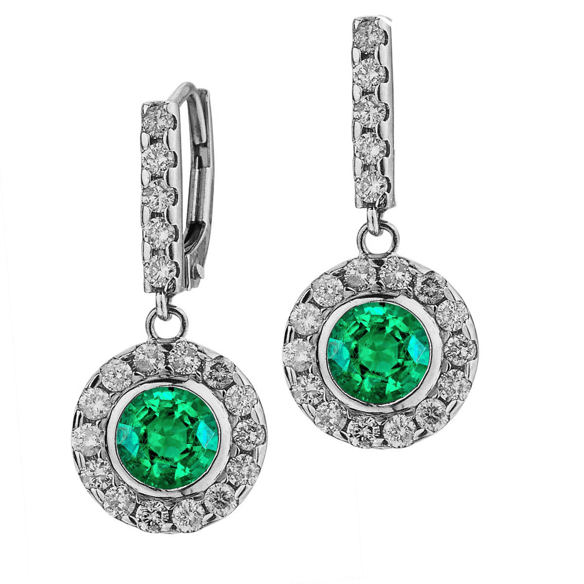 Brillante Smeraldo Colombiano Gemstone Earring 1,50 carati – vista principale