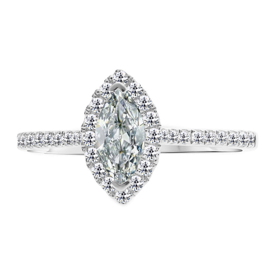 Diamante Anello con Pavé Halo 1,50-carati Oro Bianco 14K – vista principale