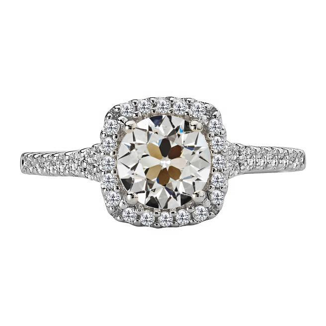 Halo Il Giro Old Mine Cut Genuino Diamante Ring Con Accenti Oro 4,50 Carati