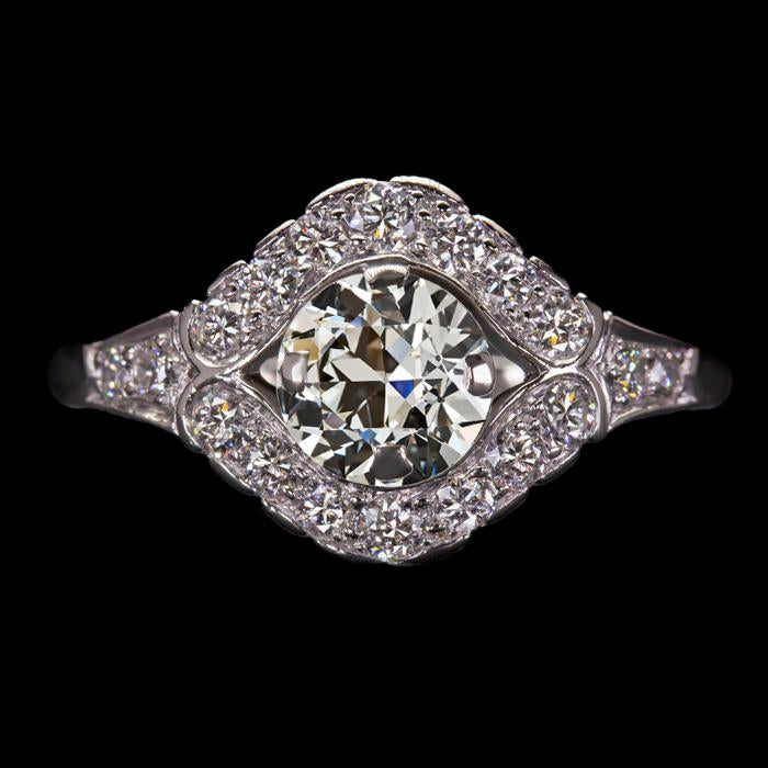 Halo Il Giro Old Mine Cut Genuino Diamante Ring Gioielli In Oro Bianco 3,50 Carati