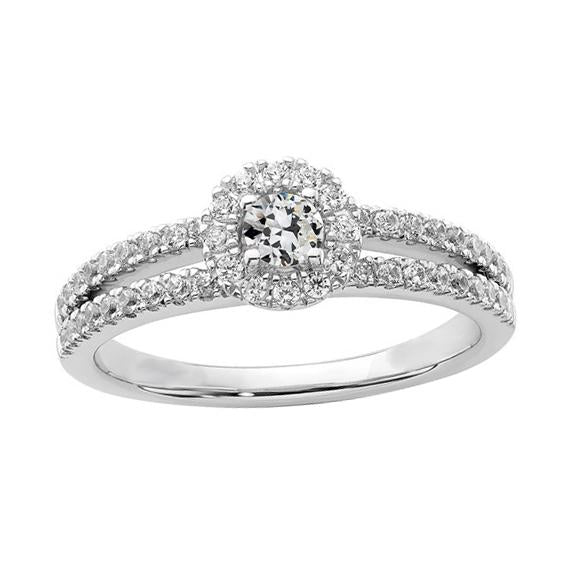 Halo Il Giro Old Mine Cut Vero Diamante Ring Gambo Diviso 2,50 Carati