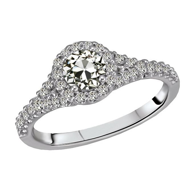 Halo Il Giro Vecchio Minatore Naturale Diamante Ring Gioielli In Oro Da Donna 4 Carati