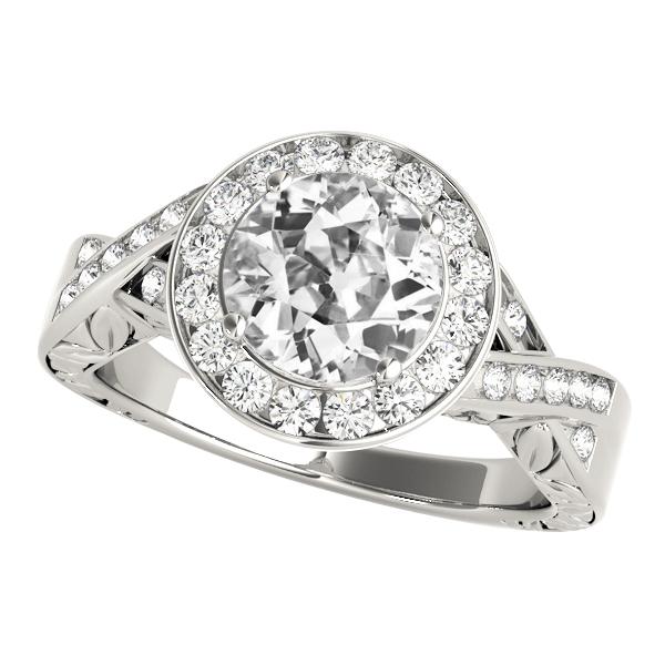 Halo Il Giro Vecchio Taglio Genuino Diamante Ring Twisted Style 5.25 Carati Jewelry