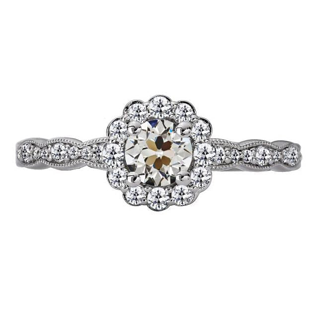 Halo Il Giro Vecchio Taglio Vero Diamante Ring Flower Style 4,50 Carati