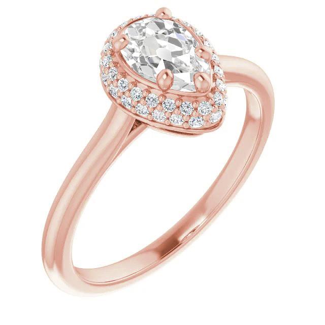 Halo Il Giro & Pear Vecchio Minatore Naturale Diamante Ring 4.70 Carati Gioielli Da Donna