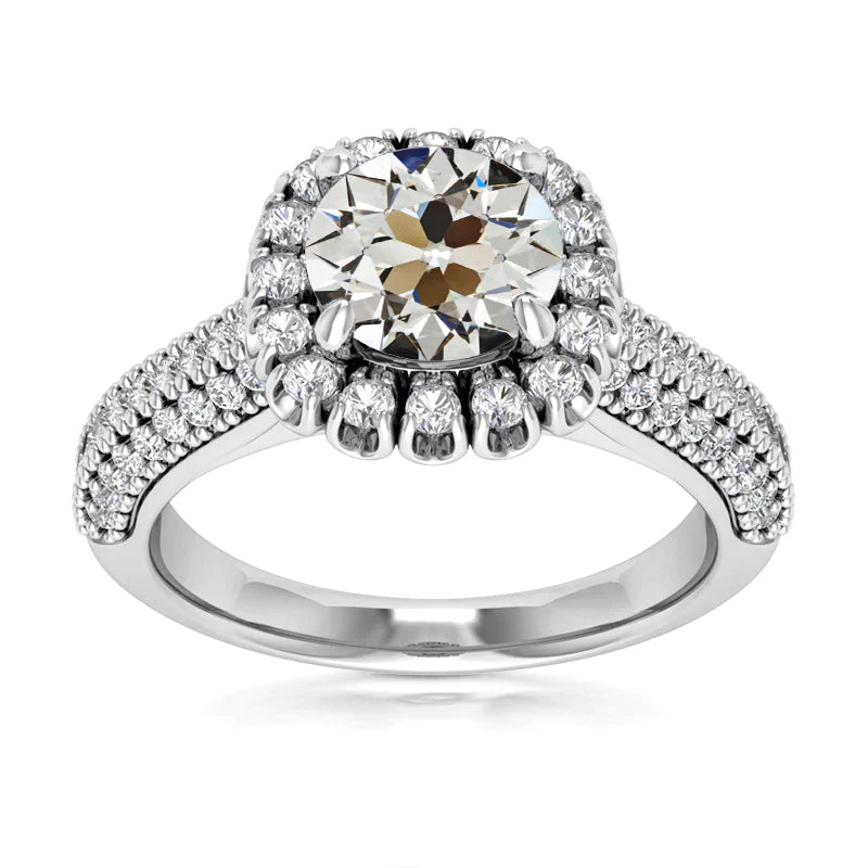 Halo Old Mine Cut Naturale Diamond Alliance Multi-Rang Accents 5 Carats
