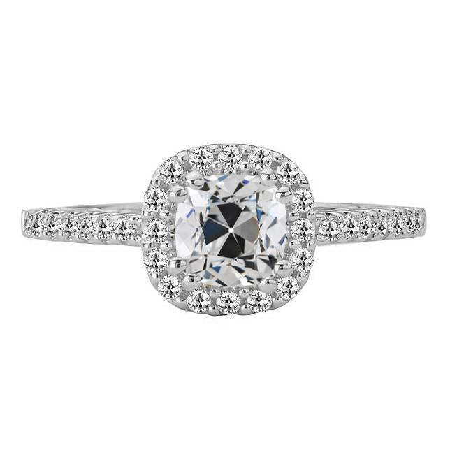 Halo Ring Cushion Vecchio Taglio Naturale Diamante Double Prong Set 6 Carati