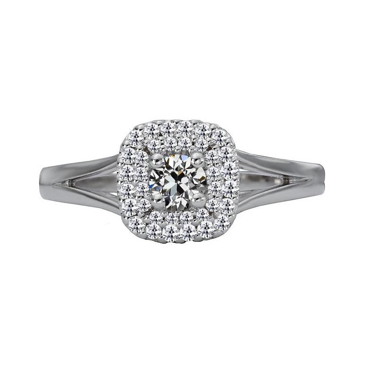 Halo Ring Il Giro Old Mine Cut Vero Diamante Split Shank 3 Carati