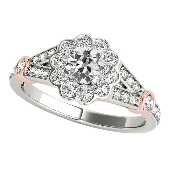 Halo Ring Il Giro Vecchio Taglio Genuino Diamante Split Flower Style 4,25 Carati