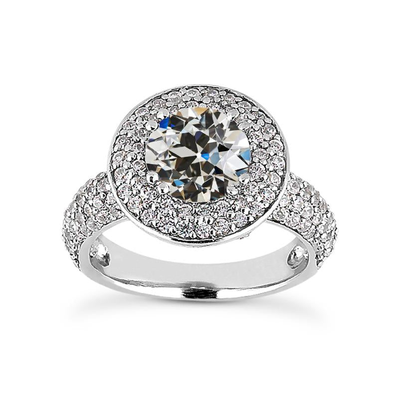Halo Ring Vecchio Taglio Genuino Diamante Multi Row Accenti Double Prong Set 6 Carati