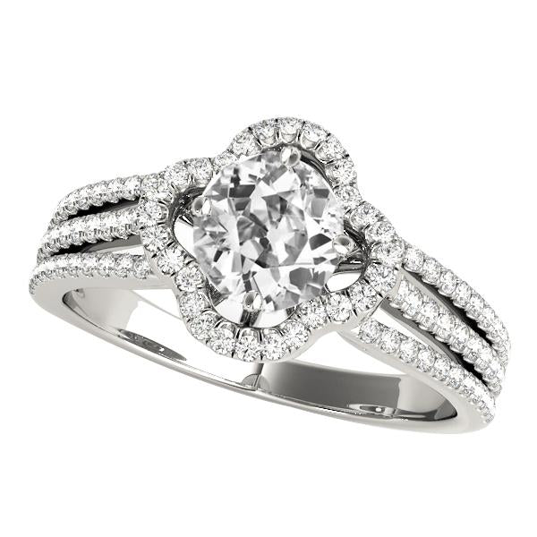 Halo Ring Vecchio Taglio Vero Diamante Triple Split Shank Star Style 7 Carati