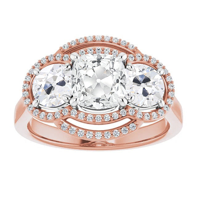 Radioso Diamante Fine Anello con Pavé Halo 5 carati – vista principale