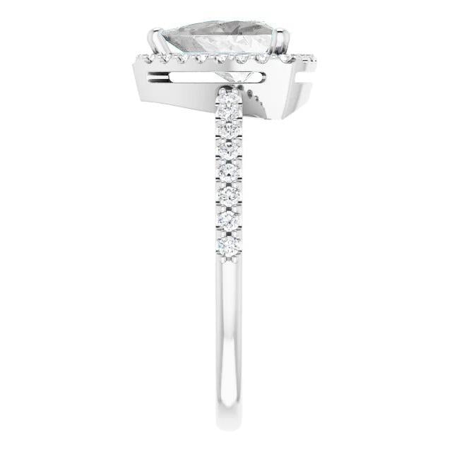 Anello con Pavé Halo Oro Bianco 14K con Brillante – vista angolare