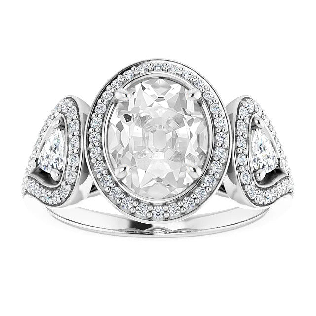 Anello con Pavé Halo Oro 14 Carati Bianco con Diamante – vista principale