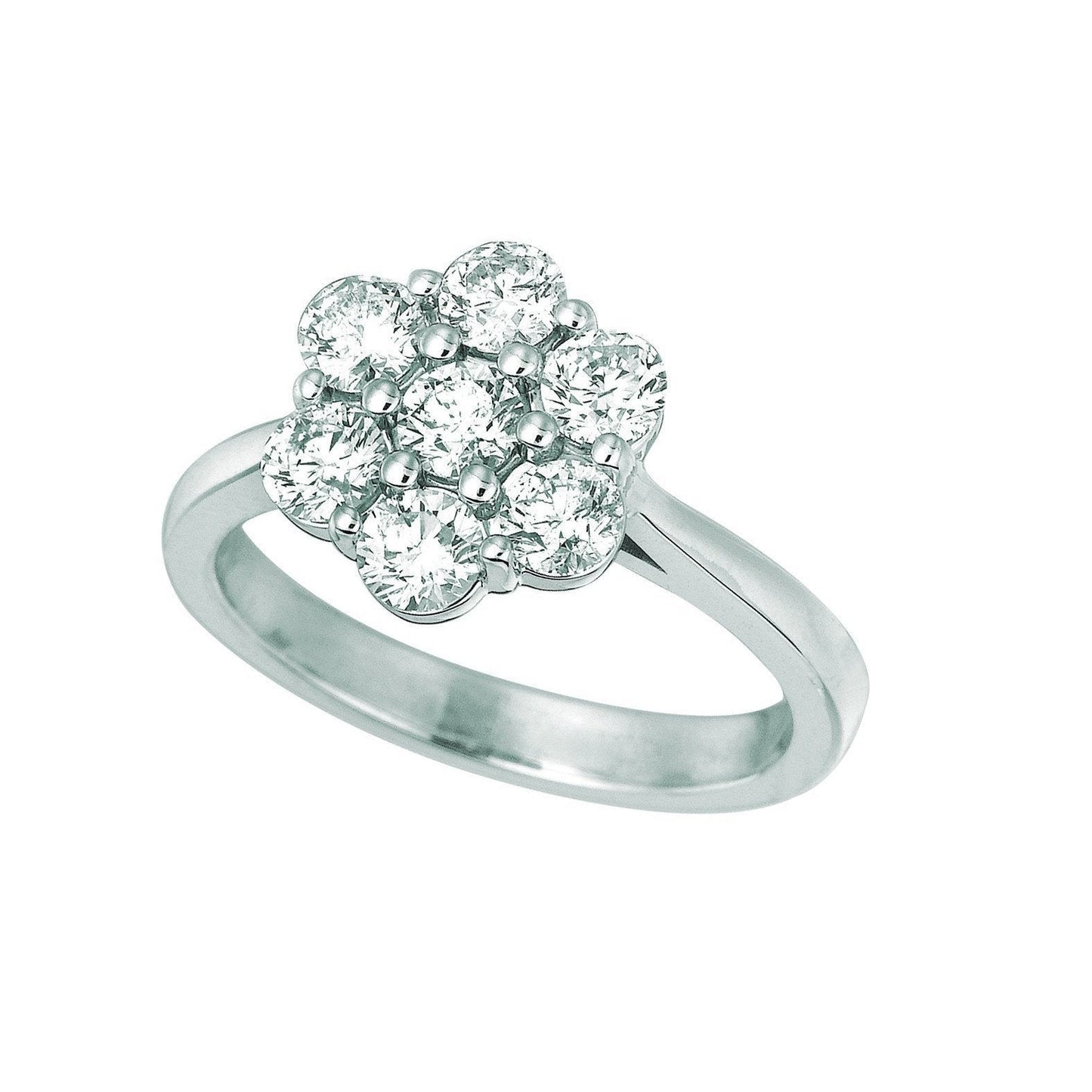 Halo Vero Diamond Flower Fancy Ring 1.47 Carati In Oro Bianco 14K