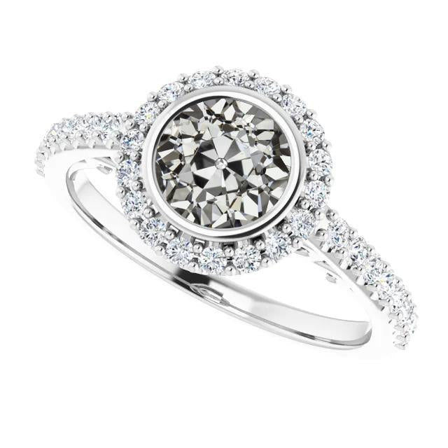 Halo Wedding Ring Il Giro Bezel Set Vecchio Minatore Vero Diamante 5.50 Carati