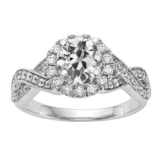 Halo Wedding Ring Old Mine Cut Naturale Diamante Infinity Style 5 Carati