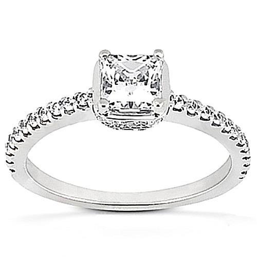 Hidden Halo Genuino Diamonds Anello Di Fidanzamento Con Accenti In Oro Da 1,85 Carati