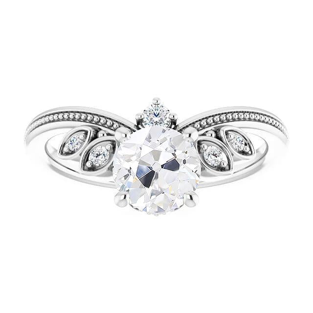Il Giro Vecchio Minatore Naturale Diamante Ring Enhancer Prong Beaded Style 2,75 Carati