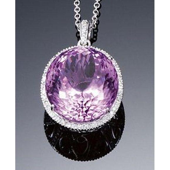 Kunzite rosa a taglio rotondo con pendente per collana di diamanti 24.50 ct. - harrychadent.it