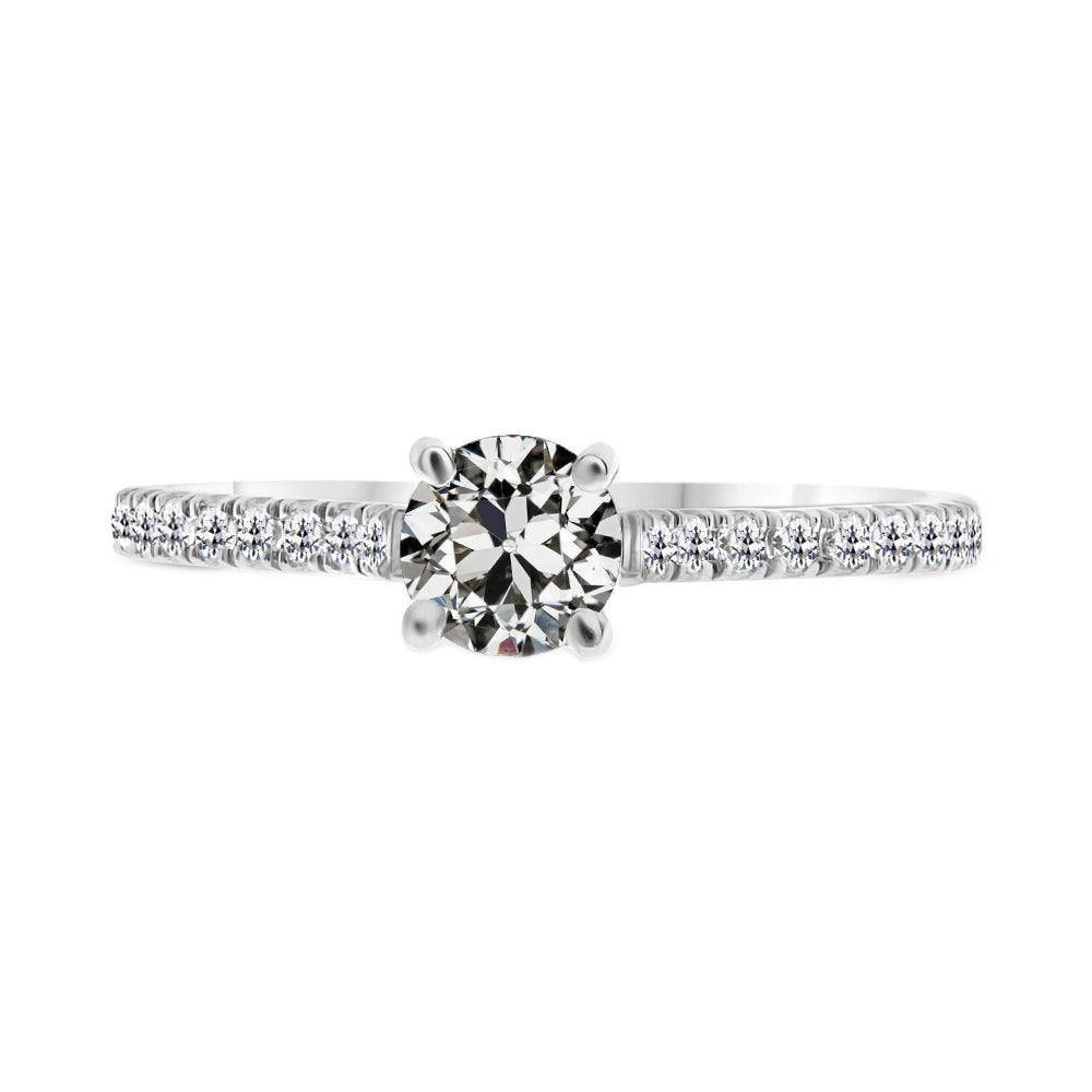 Anello Solitario con Accenti Oro Bianco 14K con Diamante Fine – vista principale
