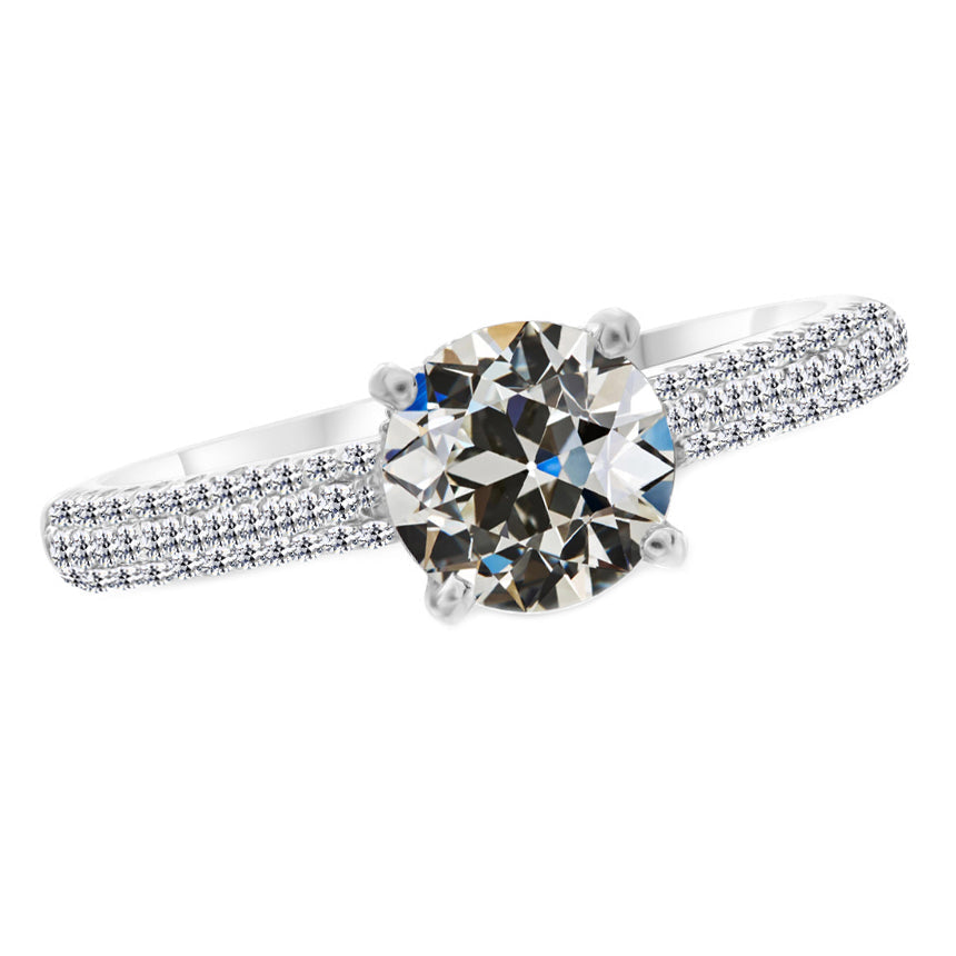 Cuscino Antico Brillante anello in Oro 14 Carati Bianco – vista principale