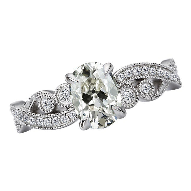 Anello Solitario con Accenti Oro 14 Carati Bianco con Diamante – vista principale