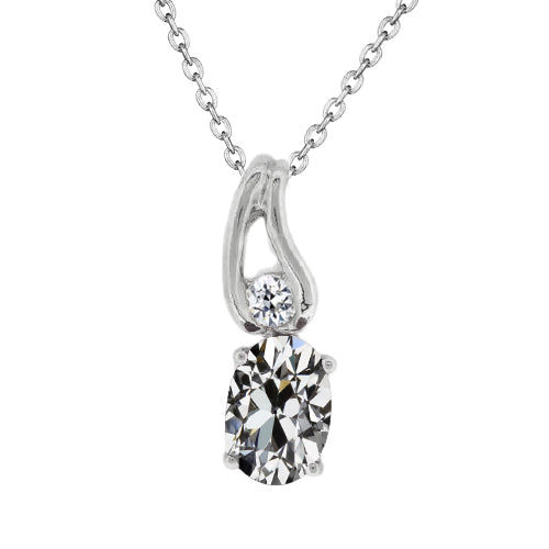 Pendente Oro Bianco 14K con Diamante Fine – vista principale