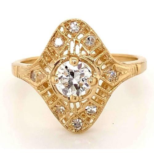 Like La Belle Epoque Jewelry Naturale Diamond Anello Stile Antico In Oro Giallo