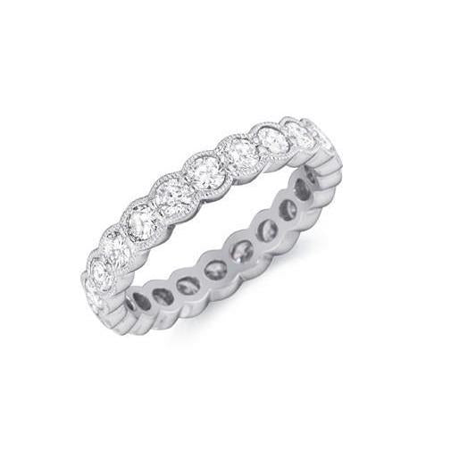 Lunetta In Oro Bianco 14K Con Naturale Diamanti A Taglio Rotondo Da 2.20 Ct. Fascia Eterna