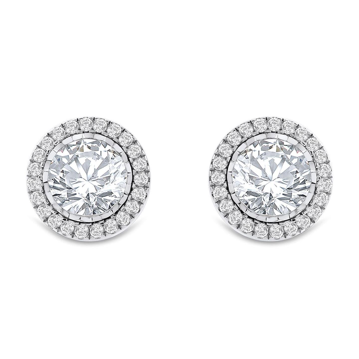 Lunetta Orecchini Donna Orecchini 3.70 Carati Naturale Diamanti Oro Bianco 14K