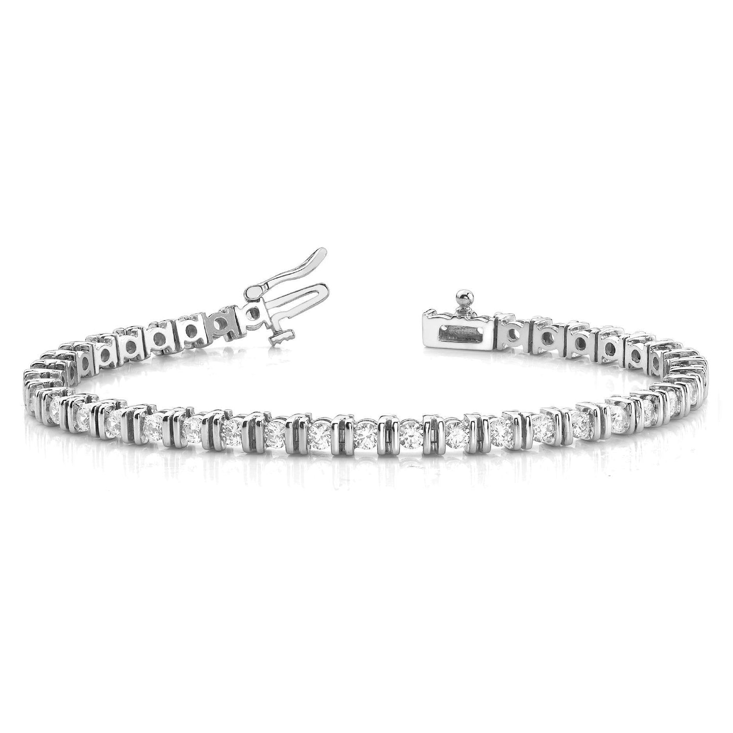 Lunetta Set 4 Carati Bracciale Con Genuino Diamanti Taglio Brillante Rotondo WG 14K