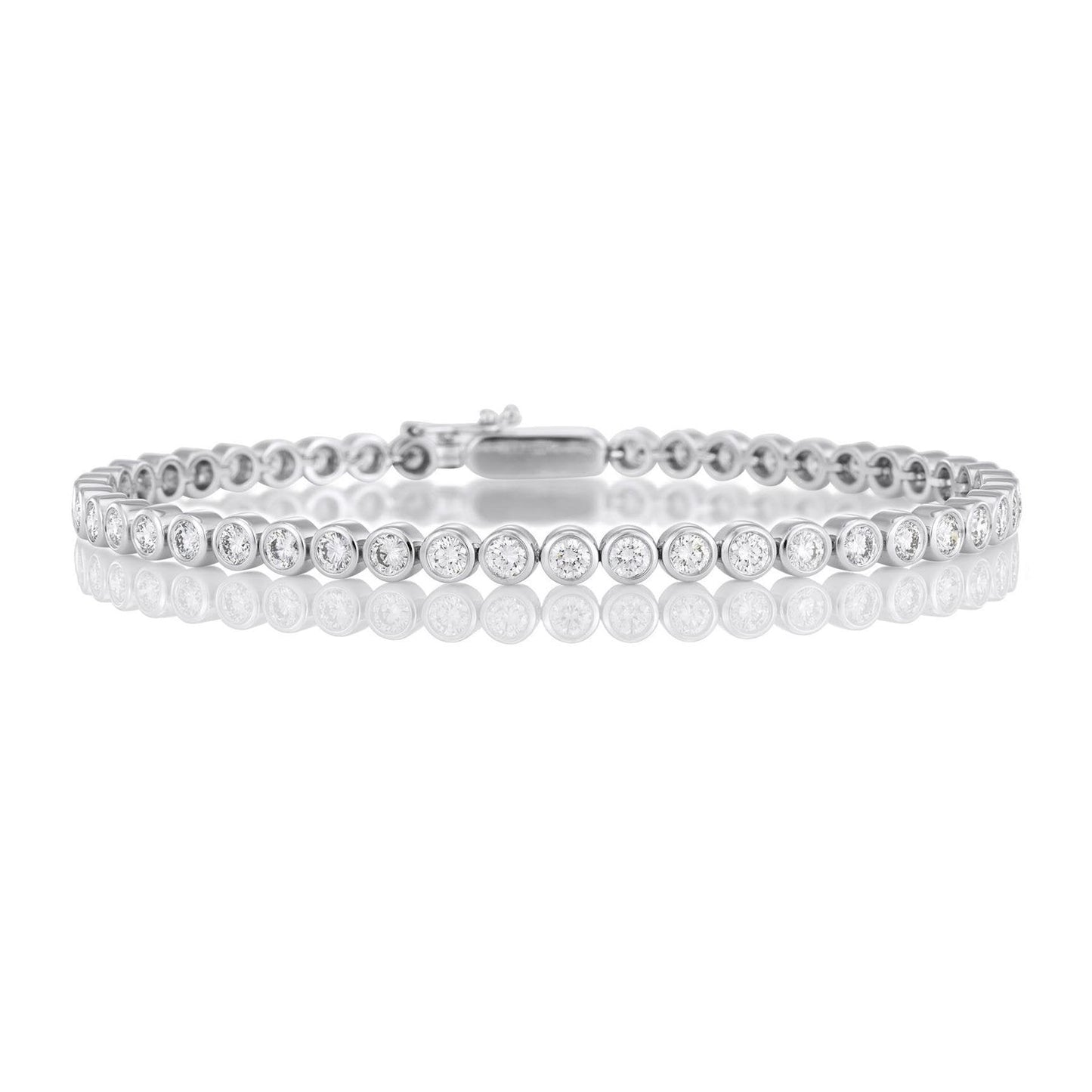 Lunetta Set 5.40 Carati Bracciale Con Vero Diamanti A Taglio Rotondo Oro Bianco 14K