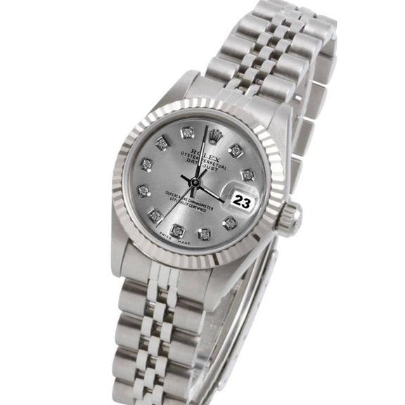 Lady Datejust Cinturino Rolex Oyster Perpetual Lunetta Argento