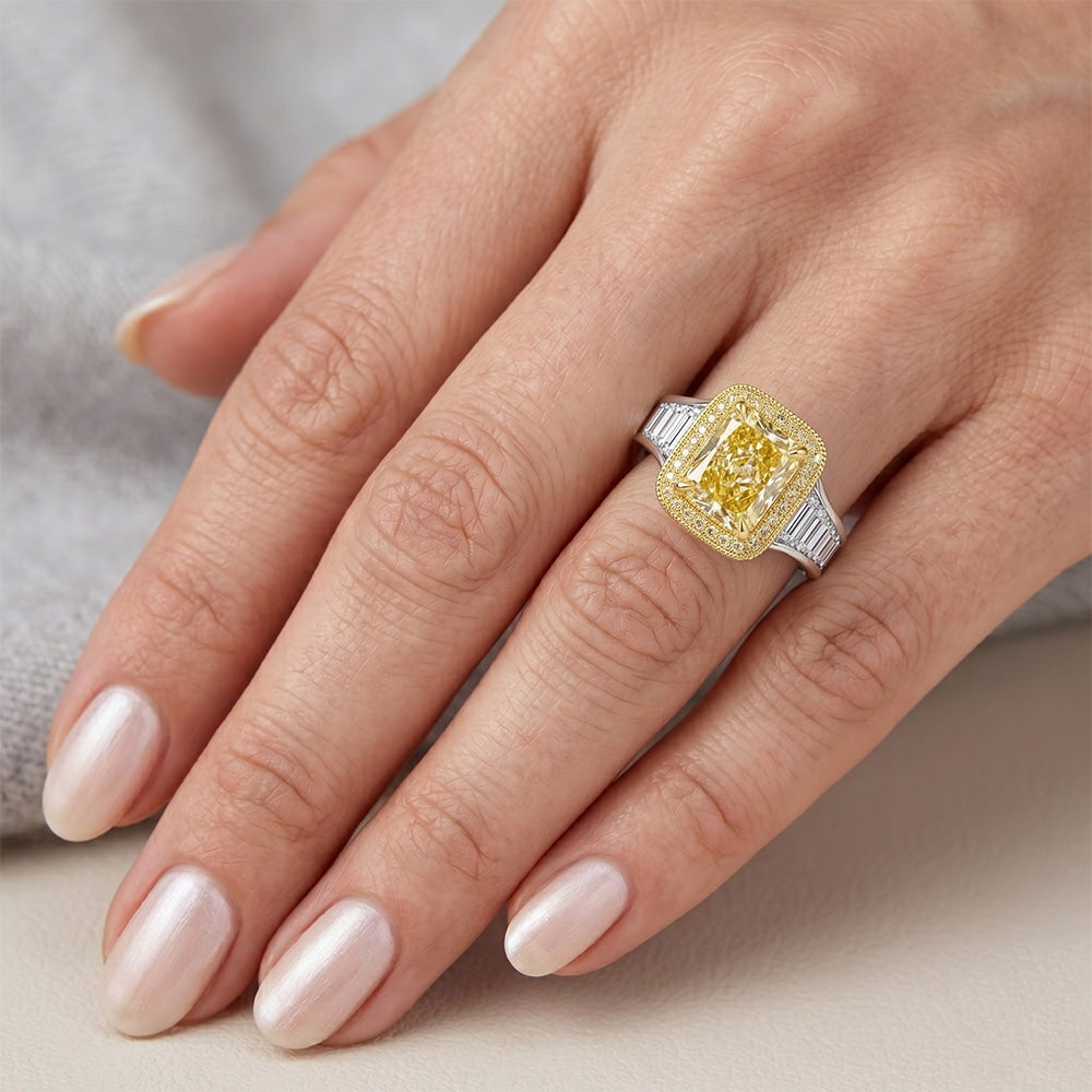 Lussuoso Anello Gioielleria con Diamante Giallo Canarino VVS – 4