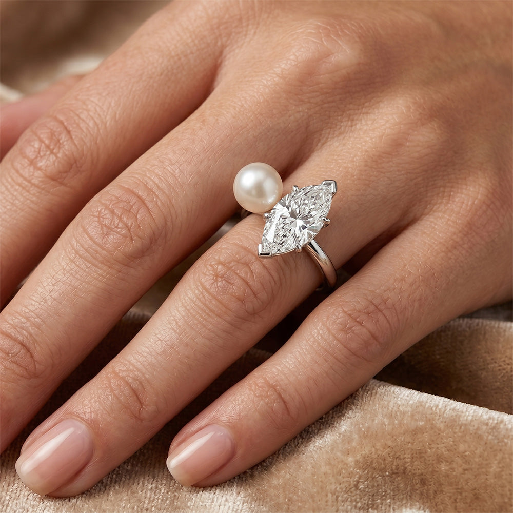 Marquise Diamante Anello Monopietra – 2,5 carati in Oro Bianco
