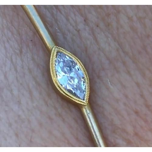 Marquise Genuino Diamond Bangle Bezel Set 1 Carato Oro Giallo 14K