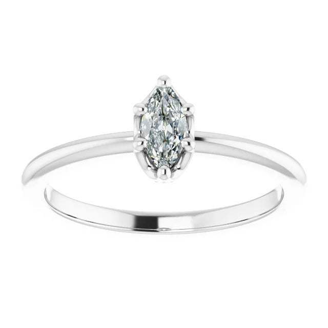 Anello Solitario Oro Bianco 14K con Diamante Fine – vista principale