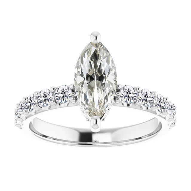 Marquise Brillante anello in Oro 14 Carati Bianco – vista principale