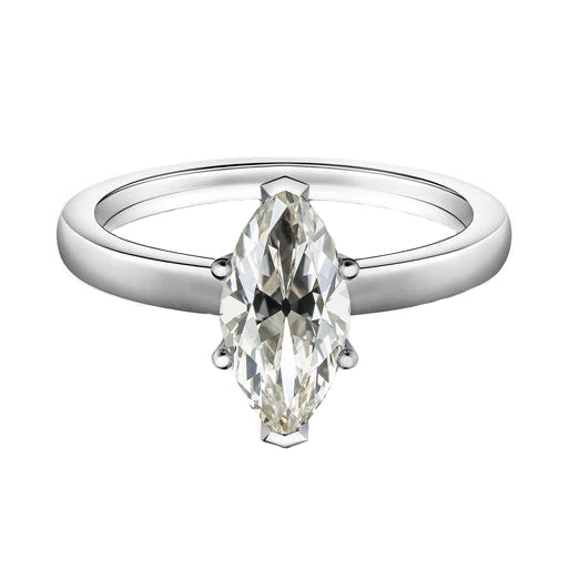 Diamante Fine Taglio Marquise Anello Solitario in Oro Bianco 14K – vista principale