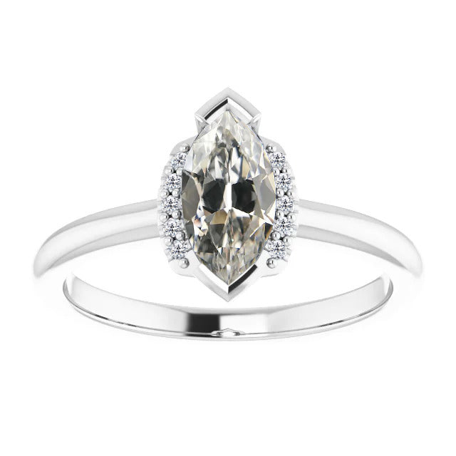Diamante Anello di Fidanzamento Halo 1 carati Oro Bianco 14K – vista principale