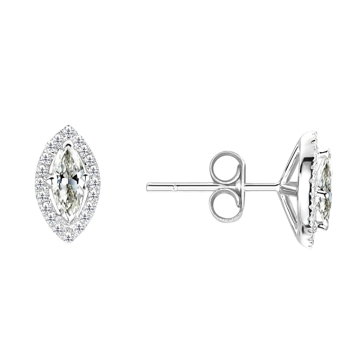 Diamante Fine Marquise Orecchini Pendenti in Oro Bianco 14K – vista principale