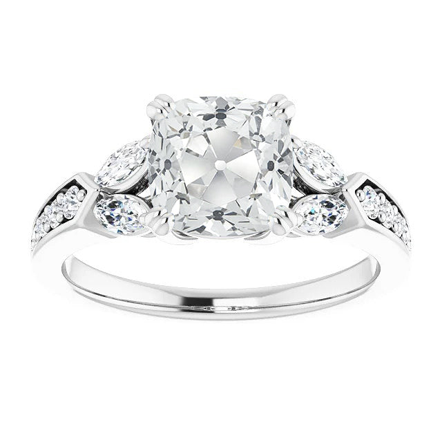 Brillante Anello Solitario con Accenti 5,50-carati Oro Bianco 14K – vista principale