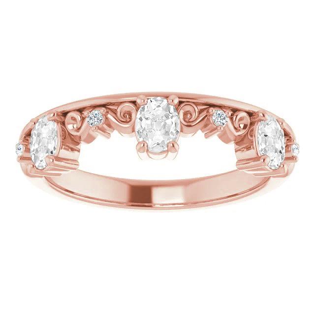 Mezza Fascia Dell'Eternità Ovale, Set Di Punte Vero Diamantate A Taglio Antico Da Miniera, 3,50 Carati