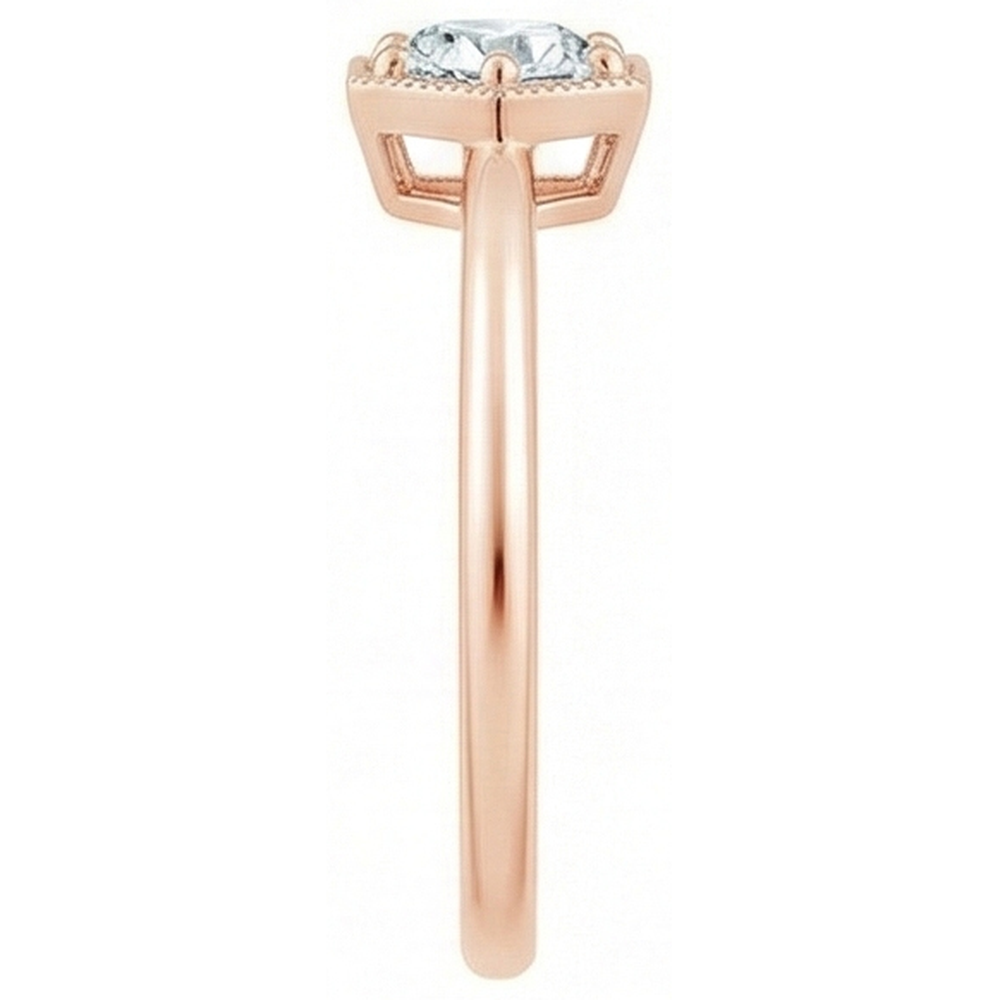 Miligrain Solitario Anello Vecchio Europeo 1 Carato Vero Diamante Naturale Autentico ( non creato in laboratorio ) Rotondo Oro Rosa