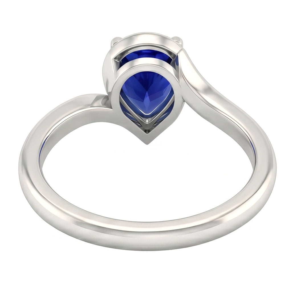 Zaffiro Blu Fiordaliso Anello con Pietra Preziosa 1,50 carati White Gold – vista profilo