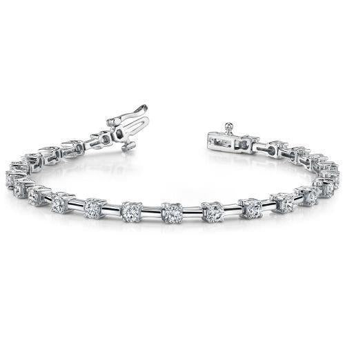 Naturale Bracciale Con Maglie A Punta Tonda Da 5.75 Ct In Oro Massiccio Bianco 14K